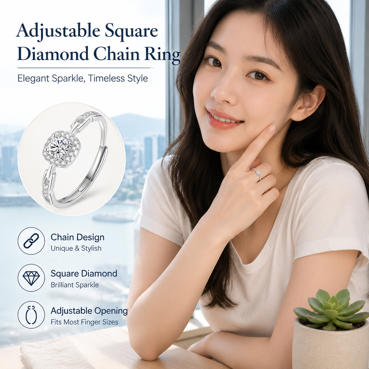 Women's Adjustable Silver Ring