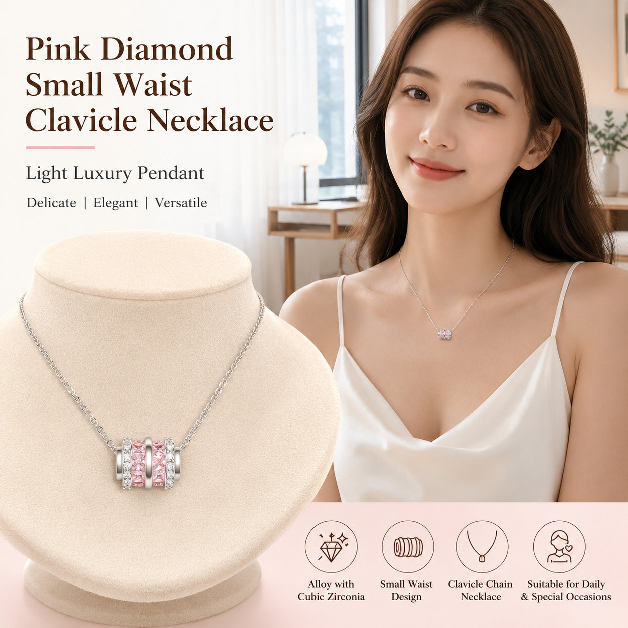 Alloy CZ Small Waist Necklace