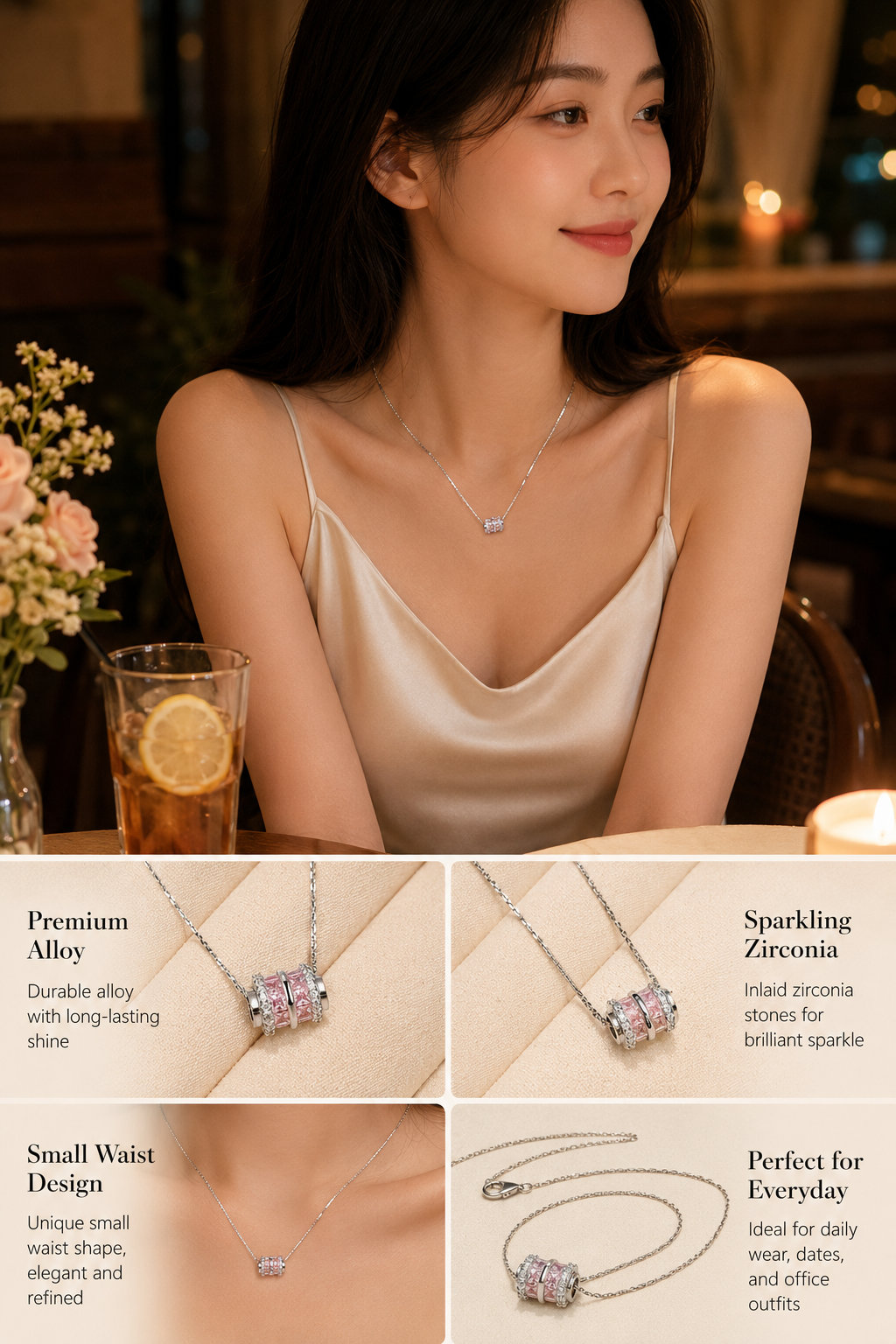 Alloy CZ Small Waist Necklace