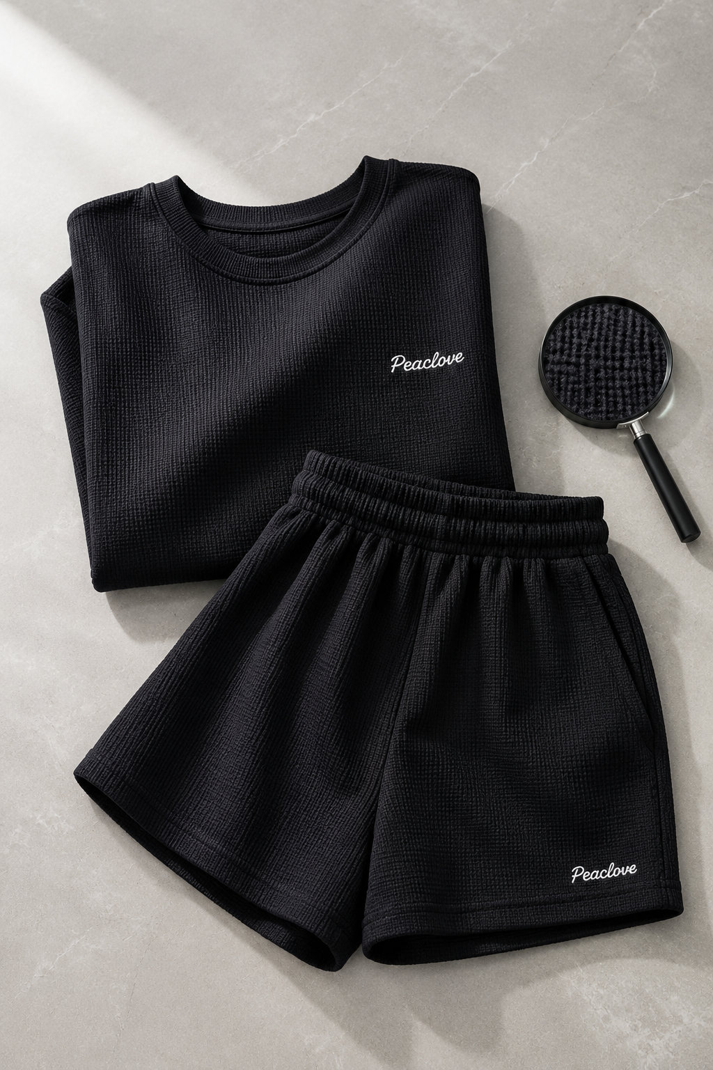 Summer Casual Sports Two - piece Set with Waffle Pattern