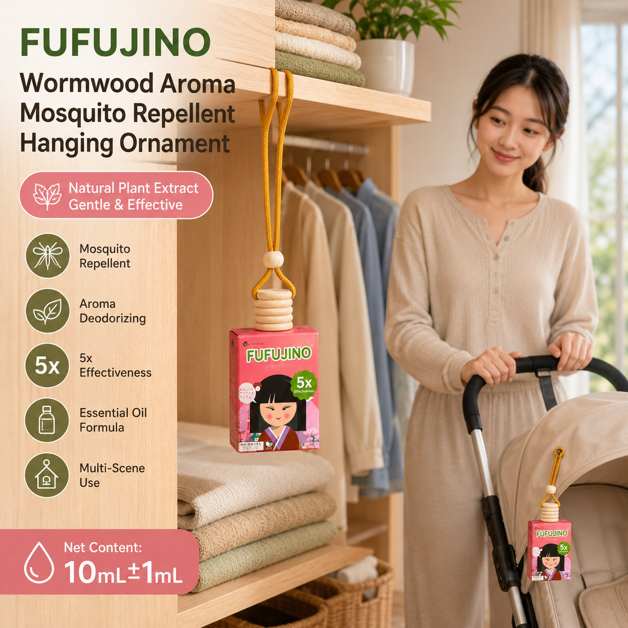 FUFUJINO Mosquito Repellent Aromatherapy Pendant