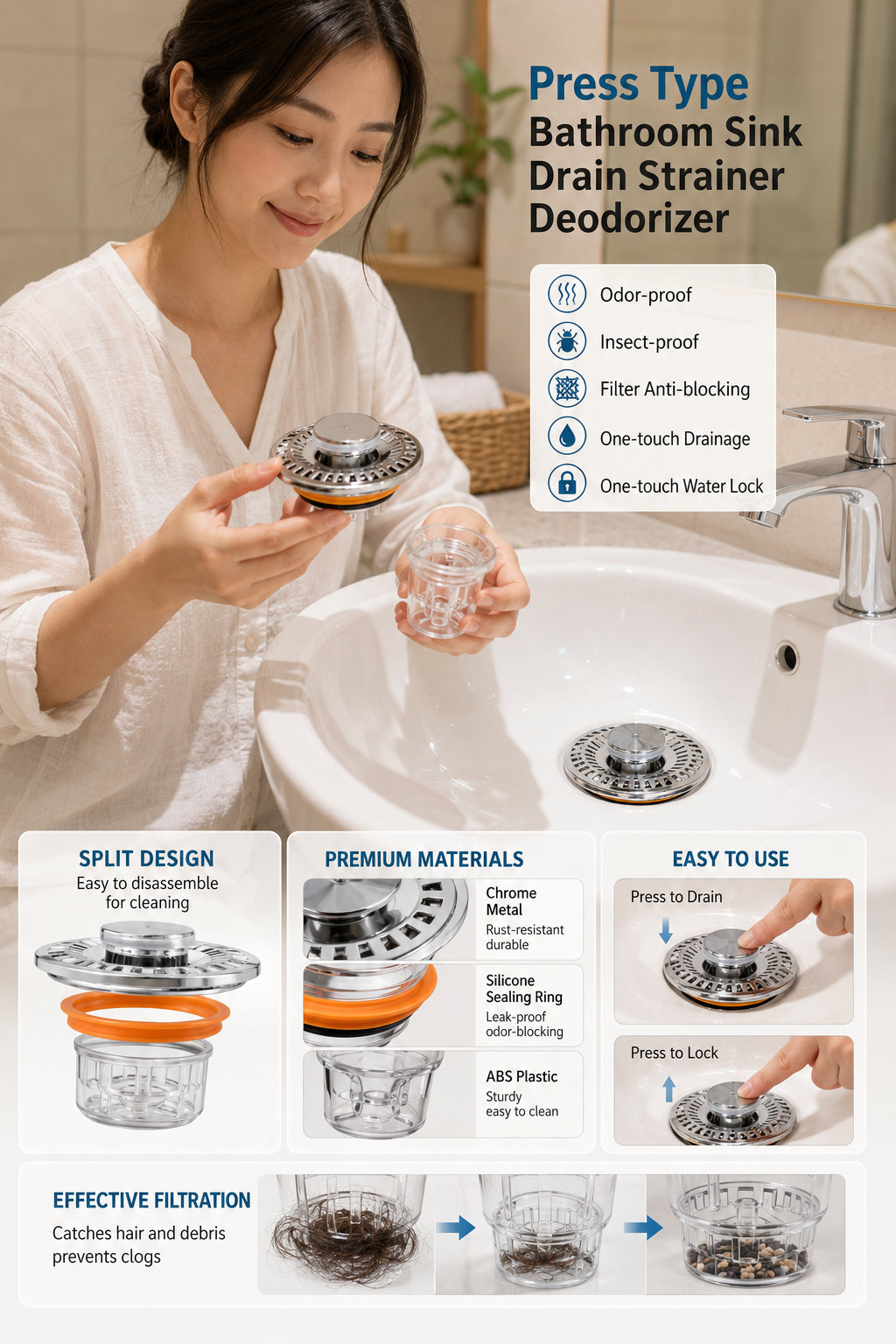 Pollada Press-type Sink Plug
